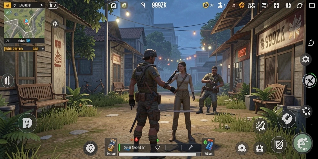 Tampilan gameplay <strong>999ZK</strong> dengan karakter dan lingkungan yang interaktif.