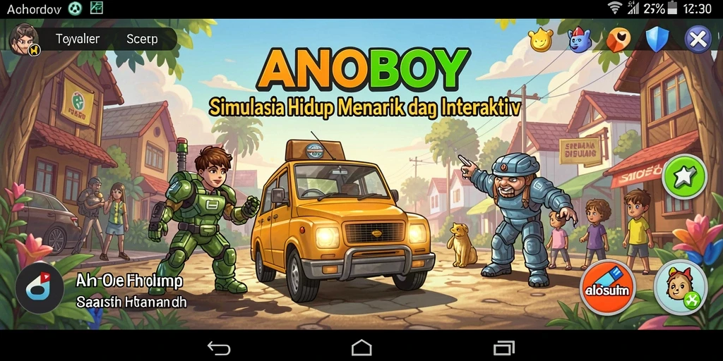 Screenshot gameplay ANOBOY yang menampilkan aktivitas interaktif dalam simulasi.