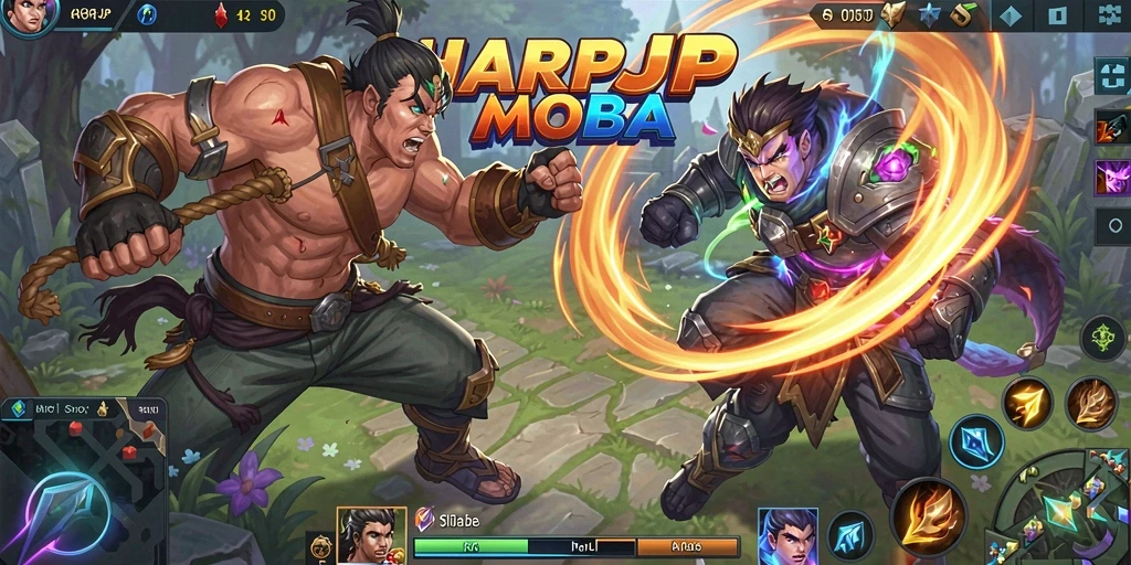 Tampilan gameplay menarik di dalam game MOBA HARAPJP.