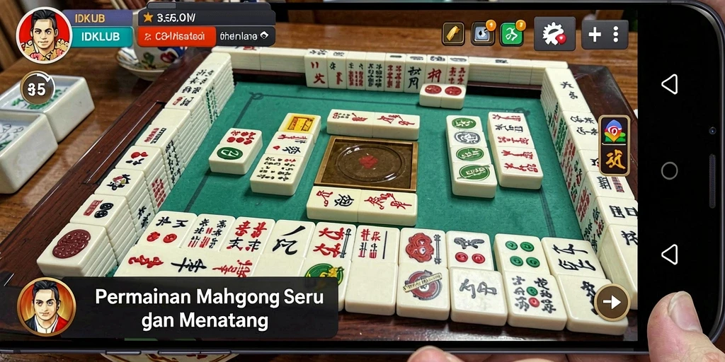 Screenshot gameplay IDKLUB yang menunjukkan keseruan permainan Mahjong.