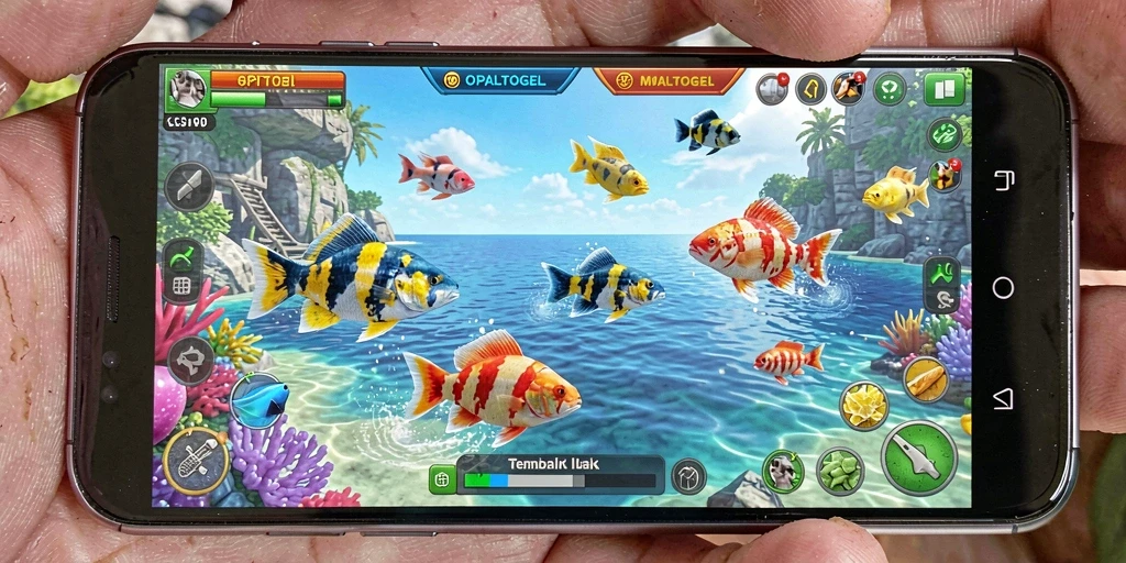 Tampilan gameplay OPALTOGEL dengan ikan yang beragam dan seru.
