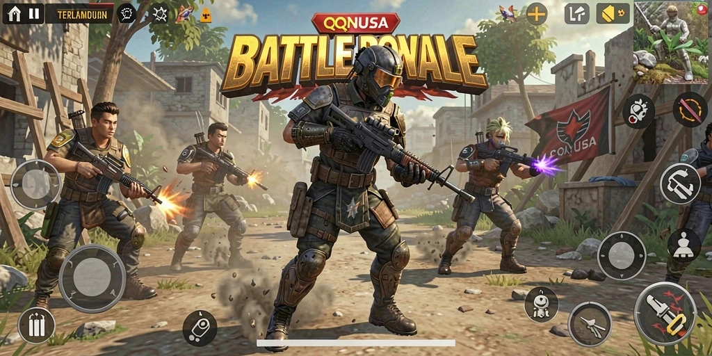 Screenshot gameplay QQNUSA dengan aksi pertempuran yang mendebarkan.