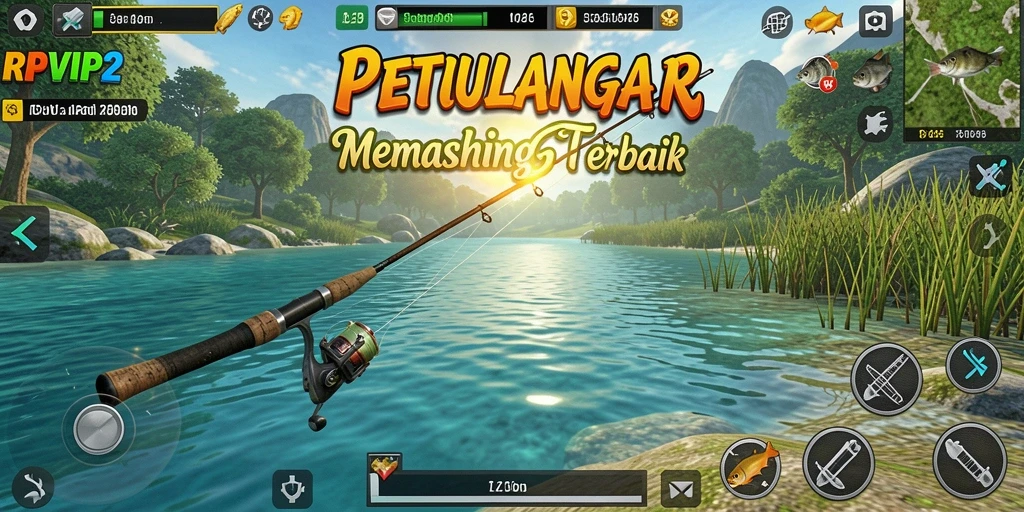 Tampilan gameplay RPVIP2 dengan mekanika memancing yang menarik.